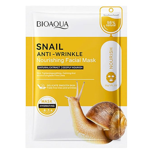 BIOAQUA Facial Mask Firming Deeply Nourish Moisturizing 98% Natural Extract Hydrating Face Mask 5PCS Set (Snail Extract (Anti-Wrinkle))