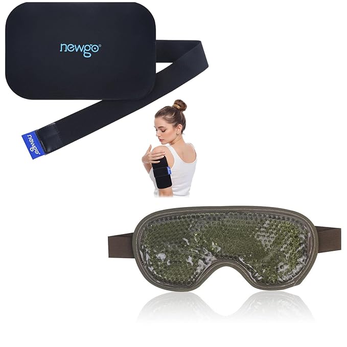 NEWGO Bundle of Gel Cold Eye Mask + Multipurpose Gel Cold Pack