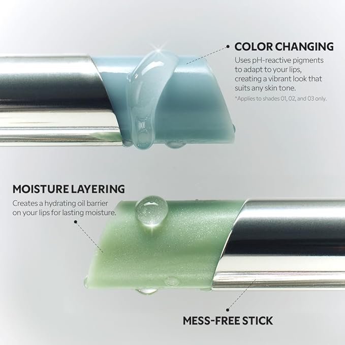 TIRTIR Water Mellow Lip Balm, 01 Icy Blue, 0.11 Fl Oz – pH Color Changing Organic Korean Lip Care, Lightweight Deep Hydration Lip Moisturizer for Women Men, Paraben Free