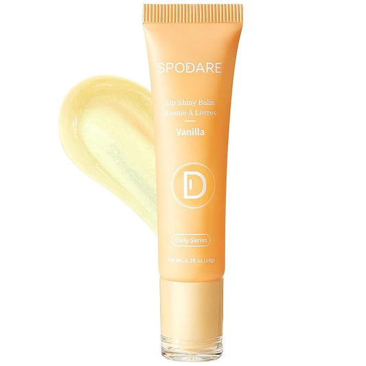 Lip Glowy Balm Vanilla: Lightweight Hydrating Lip Gloss, Instant Moisture Repair, Tahitian Vanilla Scent, Infused with Shea Butter, Monoi Flower & Sunflower Oil