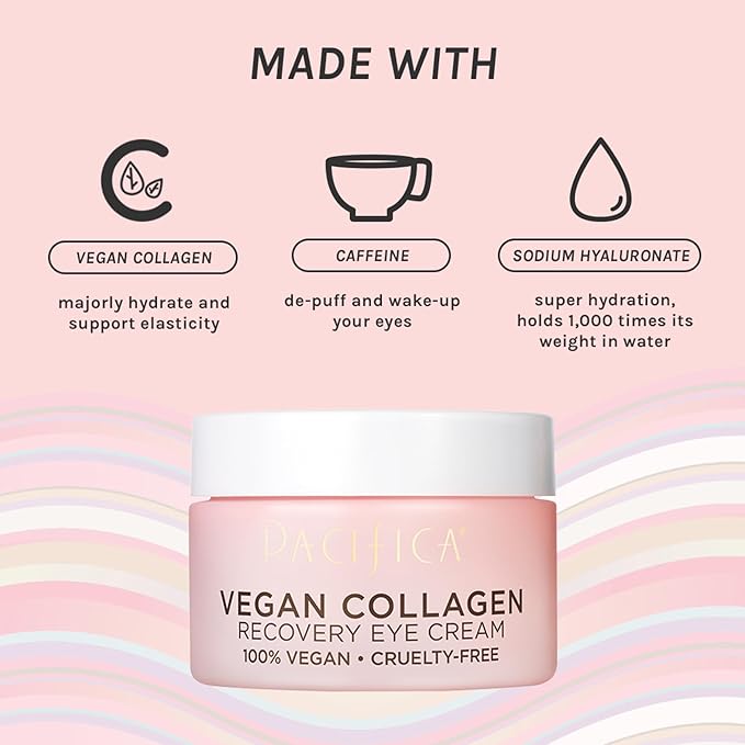Pacifica Beauty, Vegan Collagen Overnight Recovery Eye & Face Cream, Hyaluronic Acid, Caffeine, Vitamin C & E, Hydrating & Moisturizing Skin Care for Aging and Dry Skin, 15ml - 0.5 fl oz