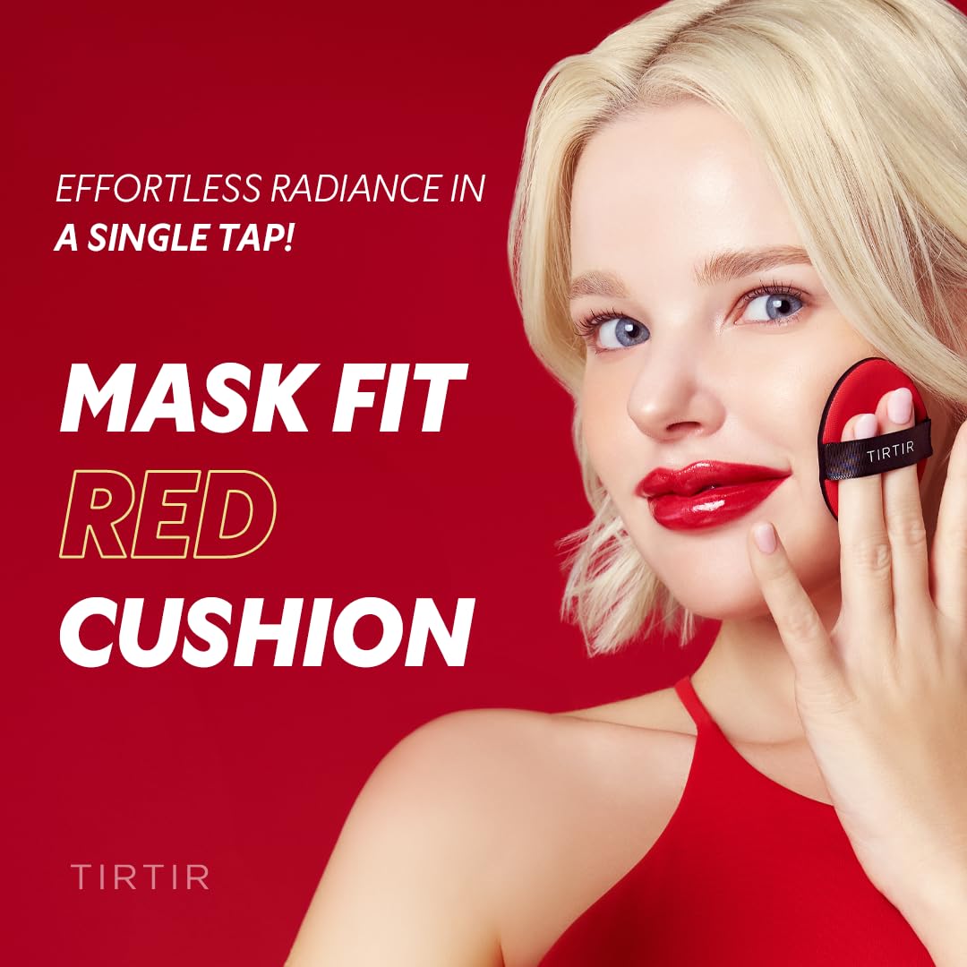 [*Mini Size*] TIRTIR Mask Fit Red Cushion Foundation | Full coverage, Weightless, Skin fit, Satin Glow Finish, Korean Makeup, beauty, Tattoo cover up, Buildable (#21C Cool Ivory, 0.15 Fl Oz)