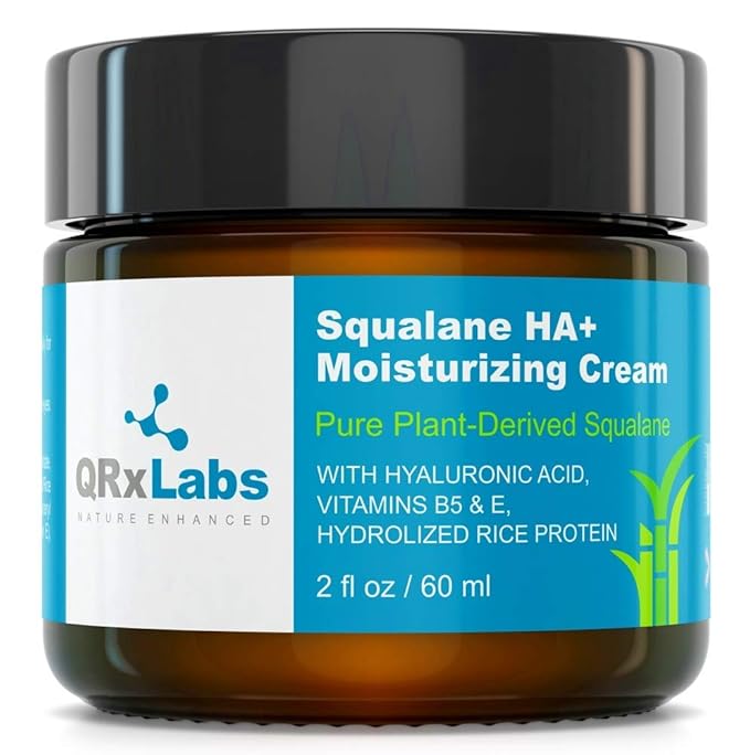 QRxLabs Pure Plant-Based Squalane Duo: Oil & Cream. Certified Organic ECOCERT/USDA, Sugarcane-derived. Nourishes Face, Body, Skin, & Hair - 2 fl oz / 60 ml eac