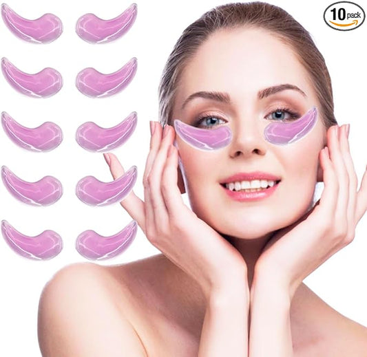 Reusable Gel Eye Ice Pack, Cooling Eye Pad, Hot ＆ Cold Treatment for Eye Strain, Eye Swelling, Eye Redness, Puffy Eyes, Dark Circles, Smooth Fine Lines, and Eye Recover Surgery. 10PCS