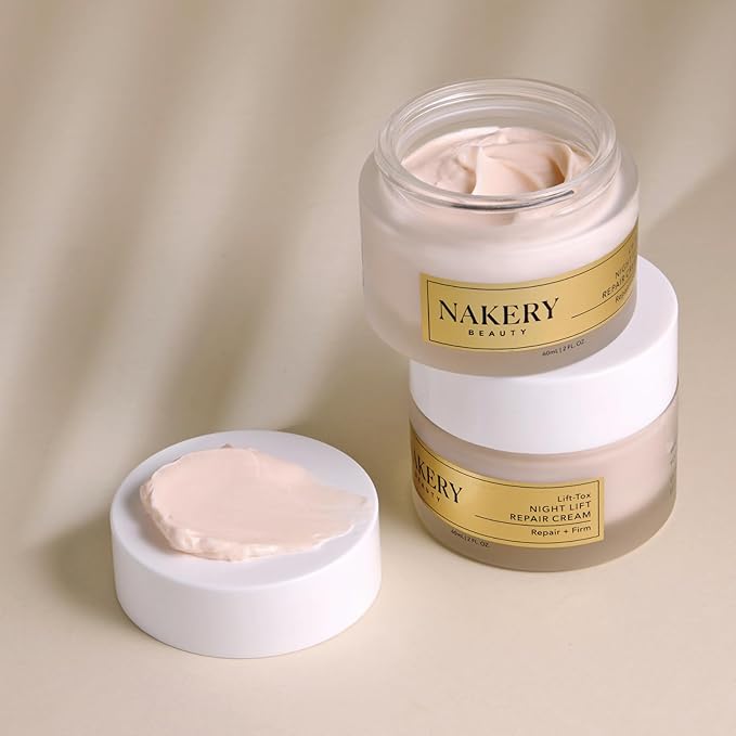 Nakery Lift-Tox Night Cream for Women - Overnight Anti Wrinkle Face Cream for Firmer & Smoother Complexion - Hydrating Night Cream for Women with Crepey Skin - Rich Night Face Cream for Mature Skin