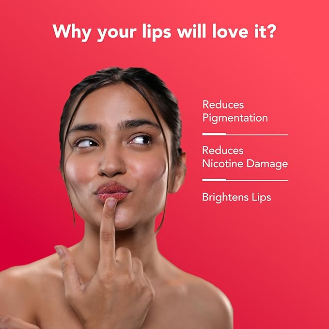 BellaVita Luxury NicoLips Lip Scrub 20gm | Lip Balm For Exfoliation & Dark Lip Moisturizing | With Goodness of Beetroot, Shea Butter & Walnut Lip Scrub | Lip scrubber exfoliator for Women and Men