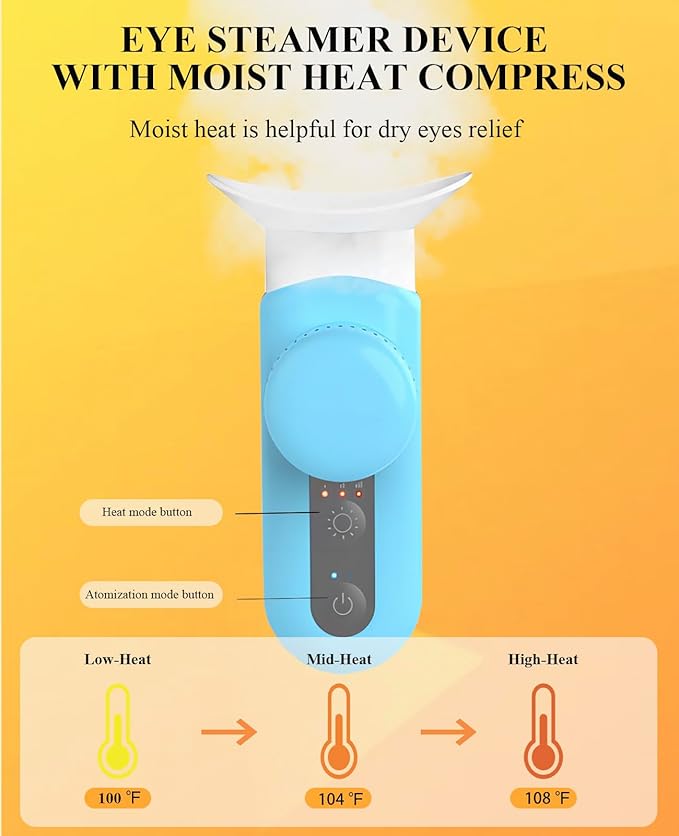 Heated Nano Eye Mist Sprayer,Portable Eye Mister with Warm Compress Moist Heat for Relief Dry Eyes and Stye,Eye Drops Tool,Rechargeable Electric Eye Steamer for Eyelid,Eye Skin SPA