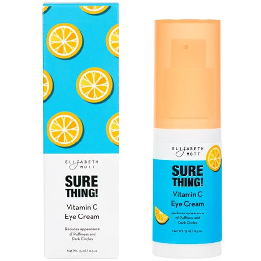 Elizabeth Mott Sure Thing Vitamin C Eye Cream – Hydrating, Brightening, Anti-Aging Eye Repair Treatment for Dark Circles & Puffiness – Vegan, Fragrance-Free, Cruelty-Free Skincare – 15ml (0.5oz)