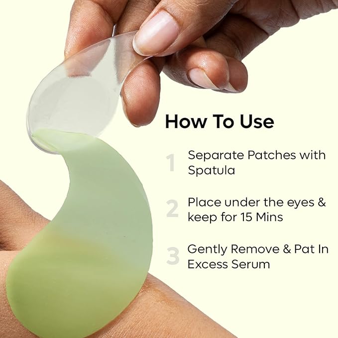 mCaffeine Green Tea Hydrogel Under Eye Patches for Dark Circle, Fine Lines & Wrinkles Reduction | Cooling Under Eye Patch Mask for Instant De-Puffing | 30 Pairs