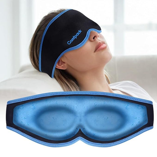 3D Cooling Sleep Mask, Gel Sleep Eye Mask with Hot & Cold Compress Therapy, Zero Eye Pressure Blackout Night Blindfold, Soft & Comfortable Ice Cold Pack for Puffy Eyes, Dark Circle