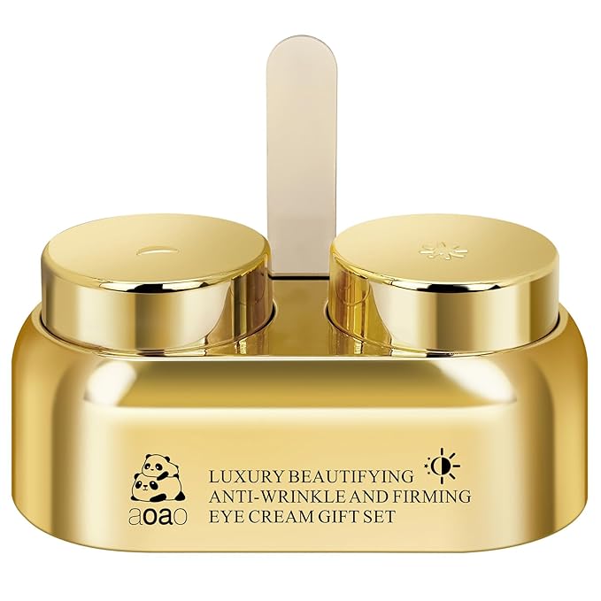 AOAO Luxury Day & Night Eye Cream Gift Set – Anti-Aging & Firming Eye Cream with Peptides, Niacinamide, Caffeine & Hyaluronic Acid for Dark Circles, Wrinkles, Puffiness – 15ml/0.507fl.oz