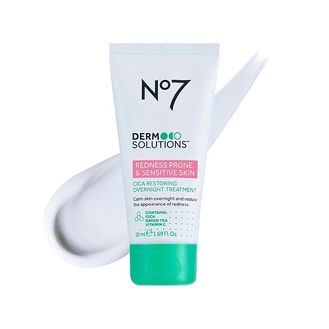 No7 Derm Solutions Skin Barrier Repair Night Cream & Redness Corrector for Face - CICA Restoring Overnight Treatment - Hydrates, Calms & Soothes - For Sensitive, Redness-Prone Skin (1.7 Fl Oz)