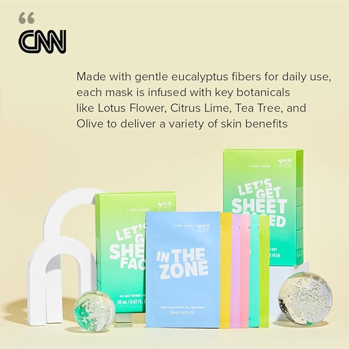 I DEW CARE Glass Skin Face Mask Variety Pack - Let's Get Sheet Faced | For Perfect Care Routine, 2 Week Intense Korean Face Masks Skincare, Makeover with Collagen, Moisturizing, 14 Count