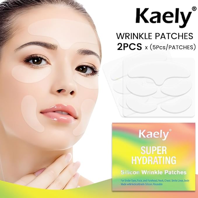 evpct 10Pcs Reusable Silicone Face Tape Wrinkle Patches for Forehead Under Eye and Smile Fine Lines, Face Tape for Castor Oil Facial Tape Smoothing Forehead Wrinkle Patches for Face Wrinkles Overnight