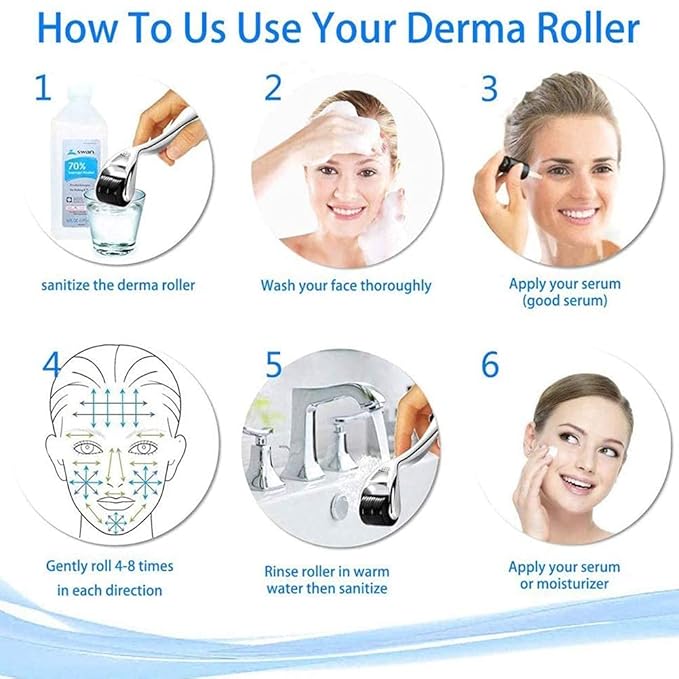 Derma Roller Microneedling Roller for Face Body - 540 Titanium Microneedle Roller w/Storage Case