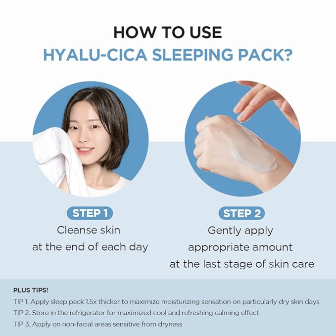 SKIN1004 Hyalu-CICA Sleeping Pack 3.38 fl.oz, 100ml Melatonin Hyaluronic Acid Centella Asiatica Extract Moist and Revitalization Multi Care Solutions