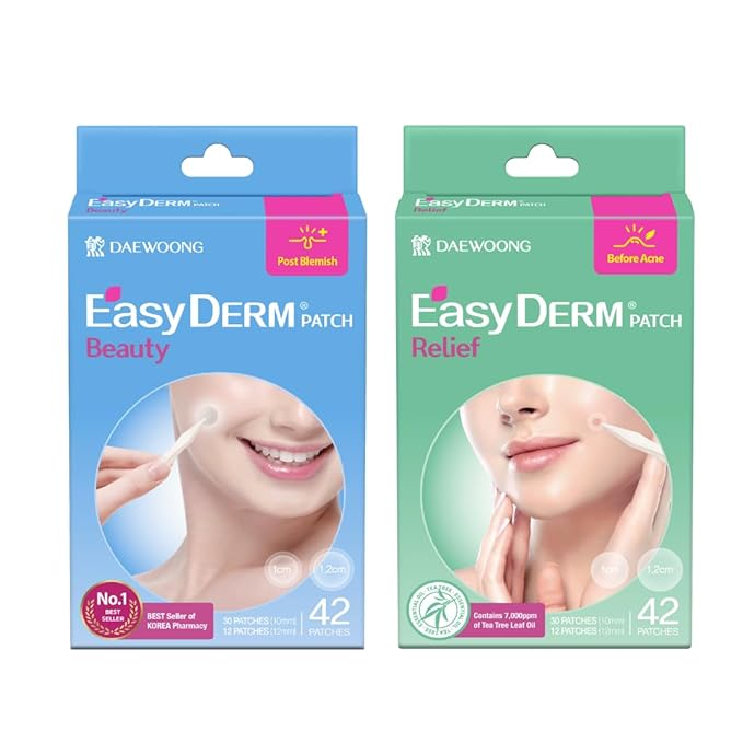 EasyDerm Pimple Patch Duo – 84 Counts | Beauty Hydrocolloid Patch(42ea) + Relief Invisible Patch(42ea) Tea Tree Oil Spot treatment for Zit, Blemish, and Breakout Care | Vegan & Cruelty-Free