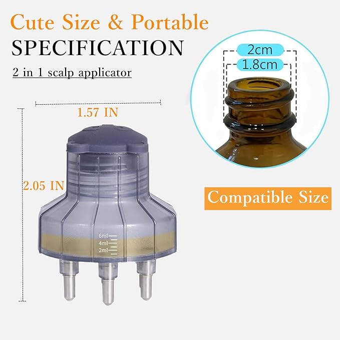 Gray Dual Application Scalp Hair Oil Comb - Hair Care Scalp Scrubber with Massage Balls Scalp Treatment Applicator Bottle for Essential Oil