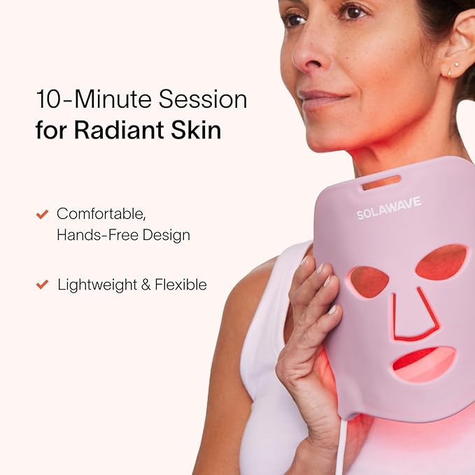 Solawave Wrinkle Retreat Light Therapy Face Mask | Red Light Mask with Infrared Light to restore firm skin | 10 minute treatment