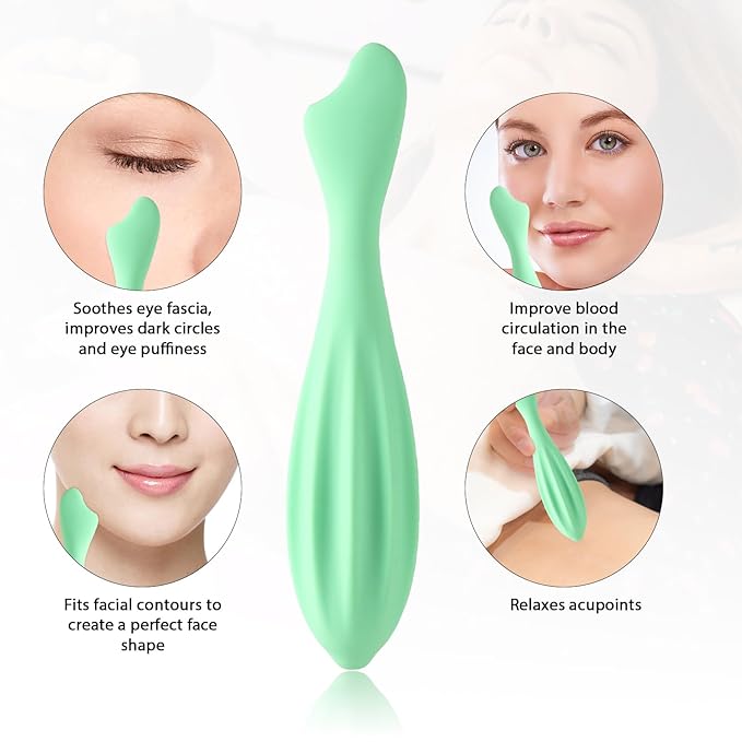 Facial Massage Roller, 6.99x1.1x0.43in Face Roller Skin Care Silicone Face Massage Tool Face Massage Stick Body Relax for Women Face Massager(Green)