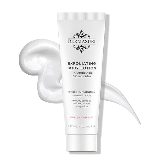Dermasuri Exfoliating Body Lotion - Grapefruit KP Bump Eraser Body Scrub - Rough and Bumpy Textured Skin Lotion - Moisturizer for Dry Skin and Body - Hydrating Care Treatment, Travel Size - 4 Ounces