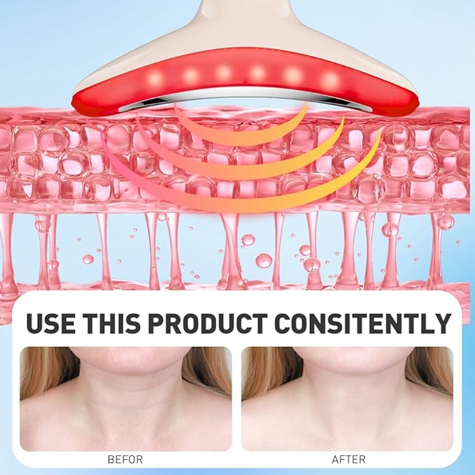 7 Color Facial Massager, 3 Modes Face Sculpting Tool, Vibrating Neck Face Massager with Thermals (Nude)