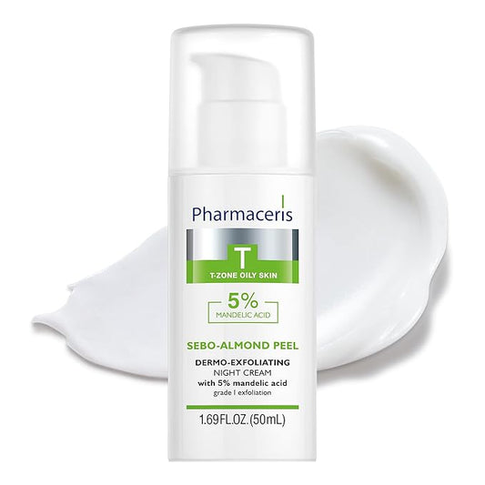 SEBO-ALMOND PEEL Dermo Exfoliating Night Cream with 5% Mandelic Acid, Face Moisturizer, Helps Reduce the Visibility of Imperfections, Blemishes and Shine, Evens Skin Tone, 1.69 fl. oz
