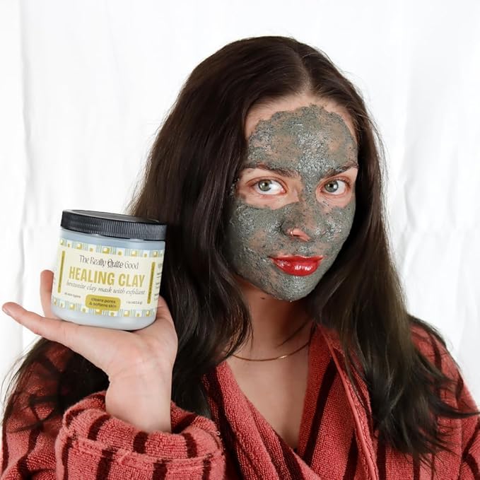 Purifying Clay Mask for Oily Skin, Blackheads & Pore Tightening – Deep Cleansing Detox Mask with Bentonite & French Green Clay for Soft, Hydrated Skin, Exfoliation, and Radiant Glow