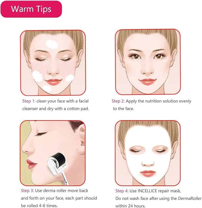 INCELLICE Derma Roller Facial Mask After Microneedling Mask, Hyaluronic Acid Face Mask, 5pcs Collagen Repair Sheet Mask for Hydration, Soothing, Cooling, Reducing Redness and Burnin