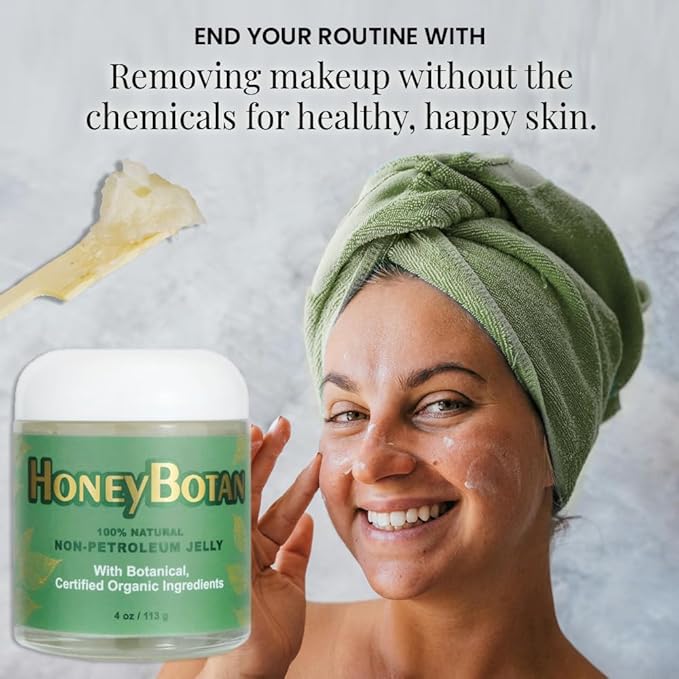 HoneyBotan - 100% Natural Unpetroleum Skin Balm with Organic Ingredients - Petroleum Jelly Alternative for Lips, Hands, Baby Care, Makeup Remover, and More (4 Ounce)