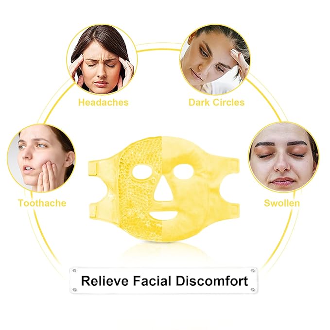 Bundle of CONBELLA Cold Face Eye Masks Ice Face Mask Hot Cold Compress and Ice Face Mask and 2PCS Silicone Face Mask Cover Set