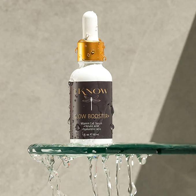 IKNOW Glow Booster+ Vitamin C and E Serum, Hyaluronic Acid Serum for Face, Facial Serum for Glow Up, Hydrating Serum for Dark Spots, Fine Lines and Wrinkles (1 oz)