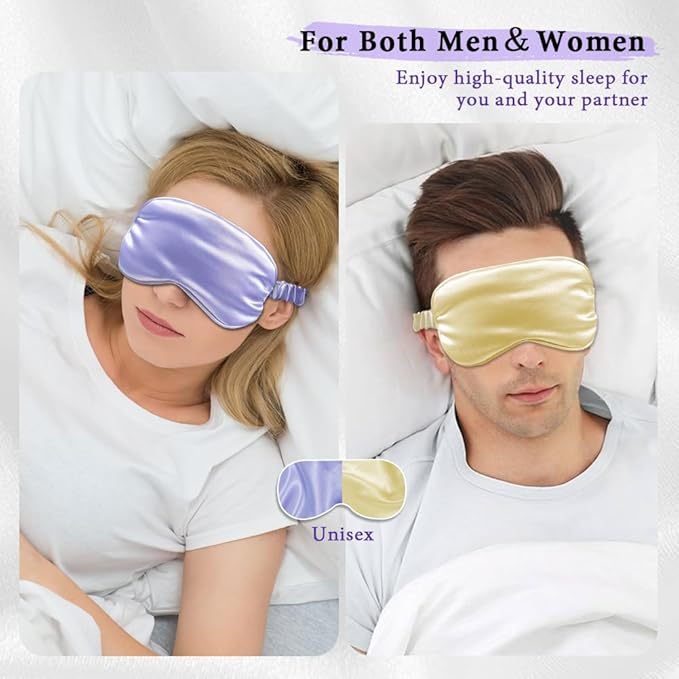 Cooling Eye Mask and Silky Sleep Mask 4 Packs for Man Women for Sleeping Frozen Ice Eye Mask Cold Warm Compress Dark Circles Puffiness Dry Eyes Gifting