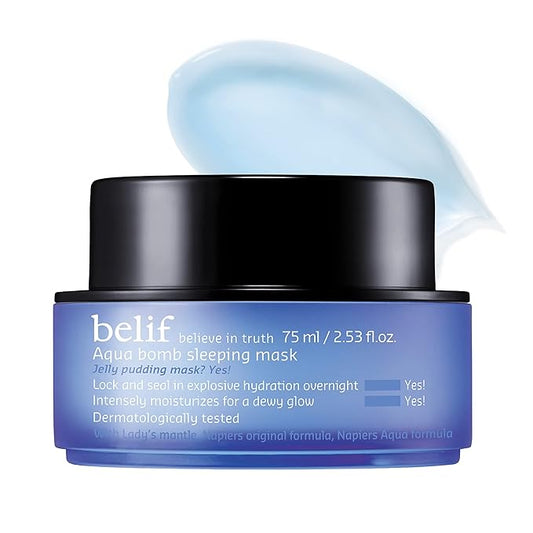 belif Vitamin E Jelly Overnight Mask – Hydrating & Plumping Face Moisturizer with Red Algae & Jojoba Oil, Deep Repair for Glass Skin, Korean Sleeping Mask for Intense Hydration & Radiance, 2.53 fl oz