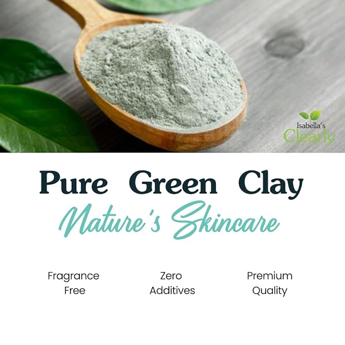 Clearly CLAY, Deep Pore Cleansing, Skin Softening Facial Mask | 100% Pure French Green Clay Powder for Acne, Blackheads, Dry Skin, Oily Skin | Non Drying Anti Aging Natural Mineral Clay (Bulk 8 Oz)