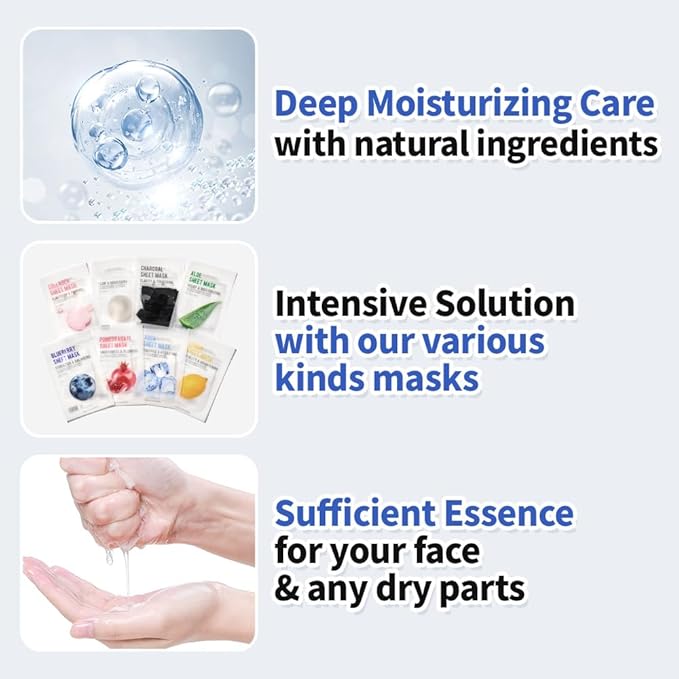 EUNYUL [PACK OF 16 Purity Facial Sheet Mask Pack 16 types Korean Skincare Hydrating & Nourishing & Natural Ingredients for All Skin Type