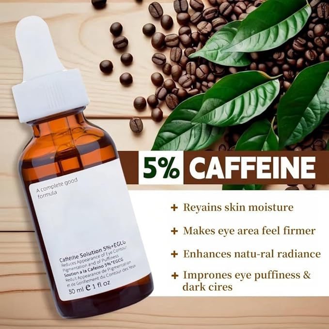 New Caffeine Solution 5%+ EGCG, Facial Caffeine Eye Serum, Moisturizing Eye Solution, Can Reduce Dark Circles And Puffiness.Caffeine Under Eye Serum,30（ML）