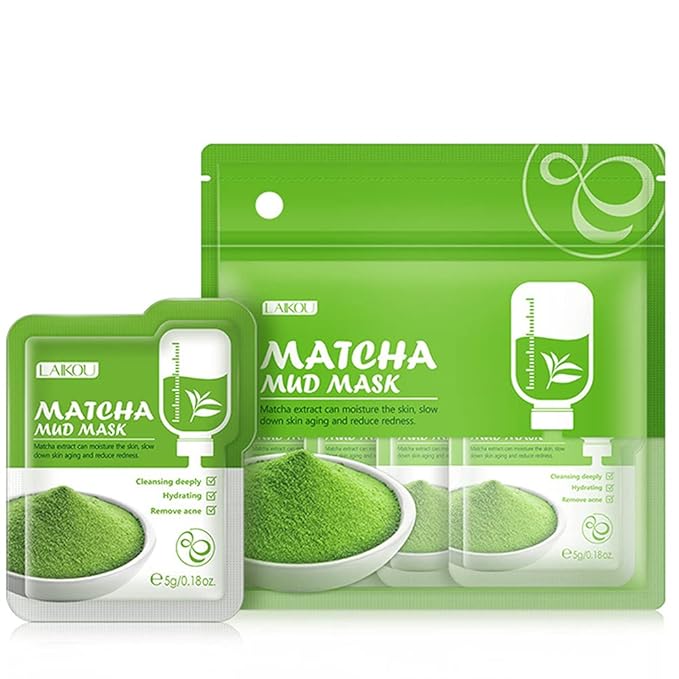 Matcha Green Tea Face Mask, 12 Pcs, Deep Cleansing & Moisturizing Clay Mud Mask for Acne, Blackheads, Pore Remove, Skin-Friendly