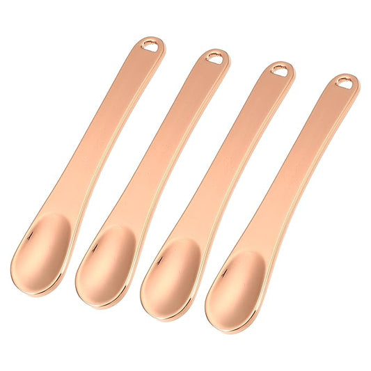 VOCOSTE 4 Pcs Makeup Spatula Mini Spoon, Eye Cream Massage Sticks Beauty Scoop, for Facial Cosmetic Face Cream, Zinc Alloy 2.32"x0.46", Rose Gold Tone