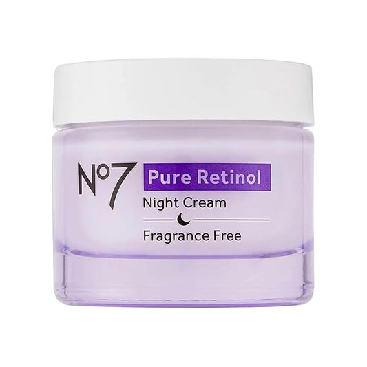 No7 Pure Retinol Night Cream - Collagen-Boosting Retinol Cream that Visibly Smoothes, Plumps & Firms Complexion - Dermatologist Approved & Fragrance-Free (1.69 Fl Oz)