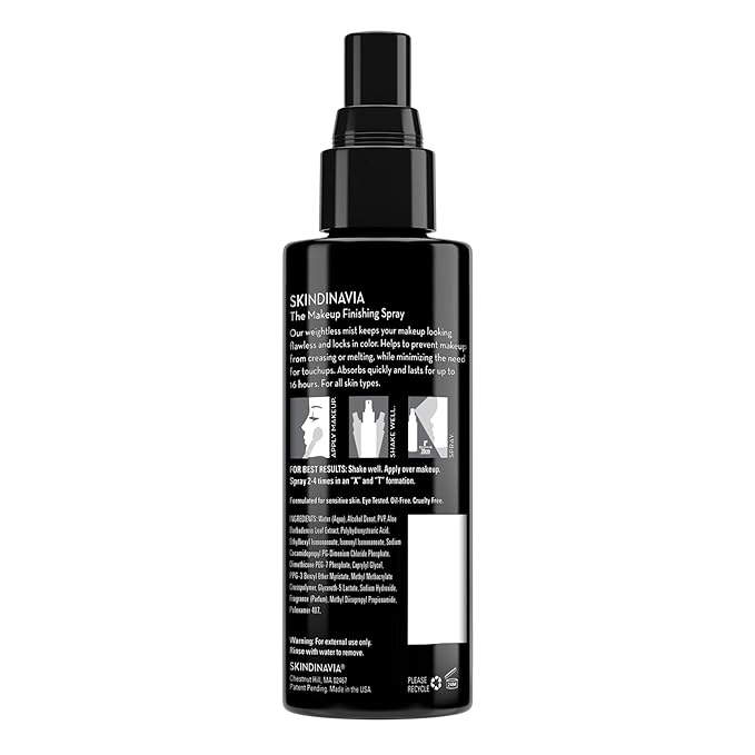 Skindinavia The Makeup Finishing Spray, Classic Makeup Setting Spray, All-Day Wear, Long-Lasting Up to 16+ Hours, Heat-Resistant & Waterproof, Cooling Fine Mist, 8.0 Oz