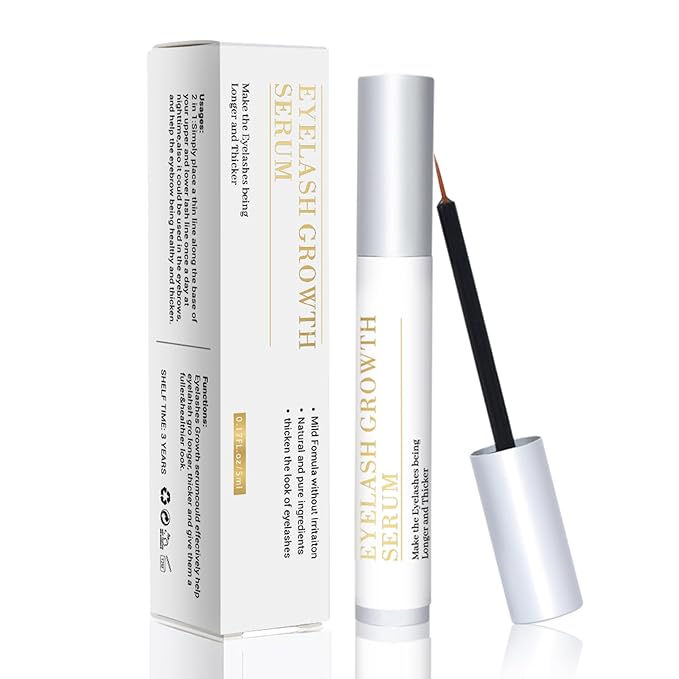 Eyelash Growth Serum for Lash Enhancing: Natural Booster for Longer & Stronger Lashes — Gentle on Sensitive Eyes (All Skin Types) — Day & Night Use with Applicator Brush