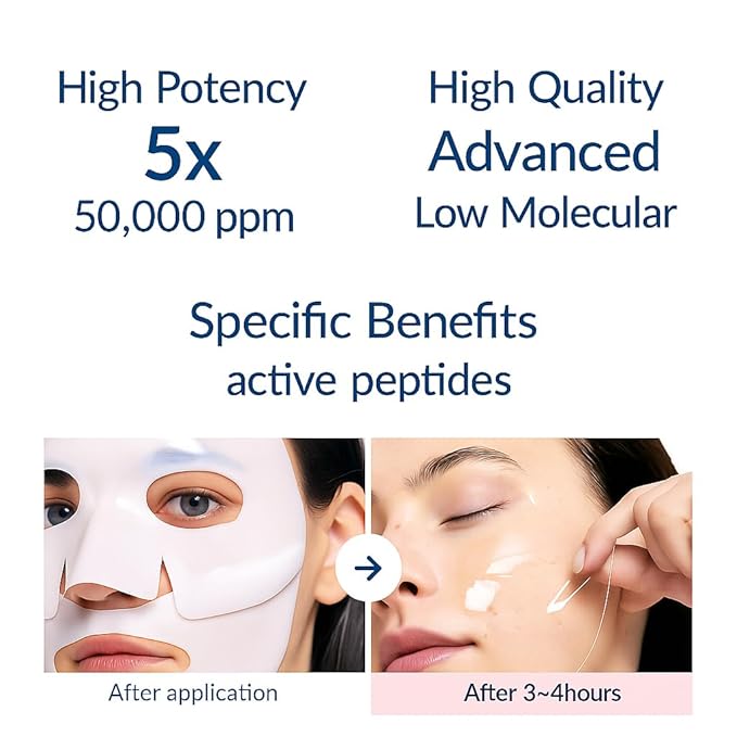 5-Pack Bio-Collagen Hydrogel Face Masks | Overnight Hydrating & Moisturizing Sheet Masks for Women | Nourishing and Skin-Refreshing Care