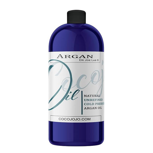 Dr Joe Lab Argan Nut Oil 32 oz Pure Natural Moroccan Argon Nut Unrefined Cold Pressed Extra Virgin - for Hair Skin Body Nail and Beard - Moisturizing, Soothing, Hydrating, & Nourishing Marrakesh Oil