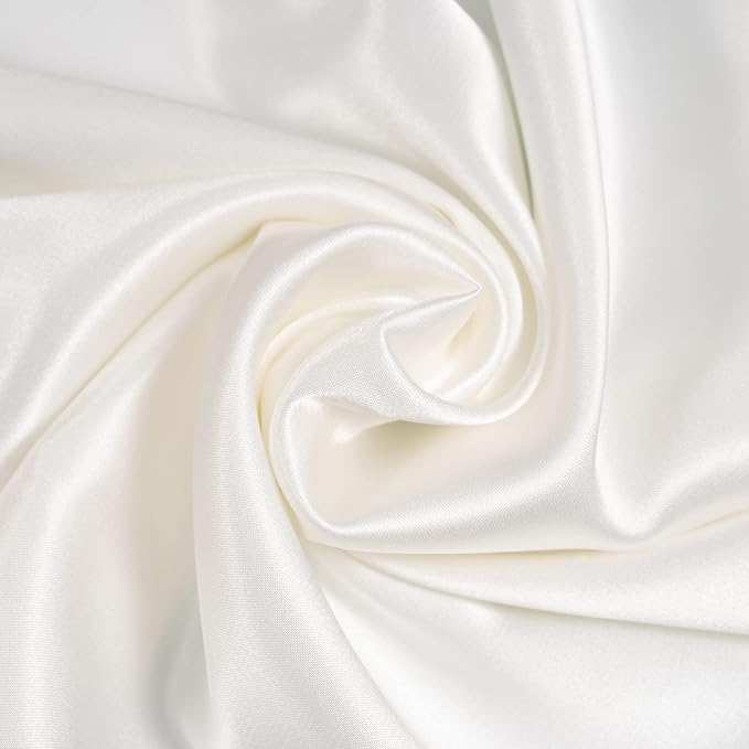 Vegan Silk Sleep Set, Silky Pillowcase with Large Scrunchie and Eye Mask for Hair and Skin, Self Care Essential Satin Night Routine Kit (Cream Color)