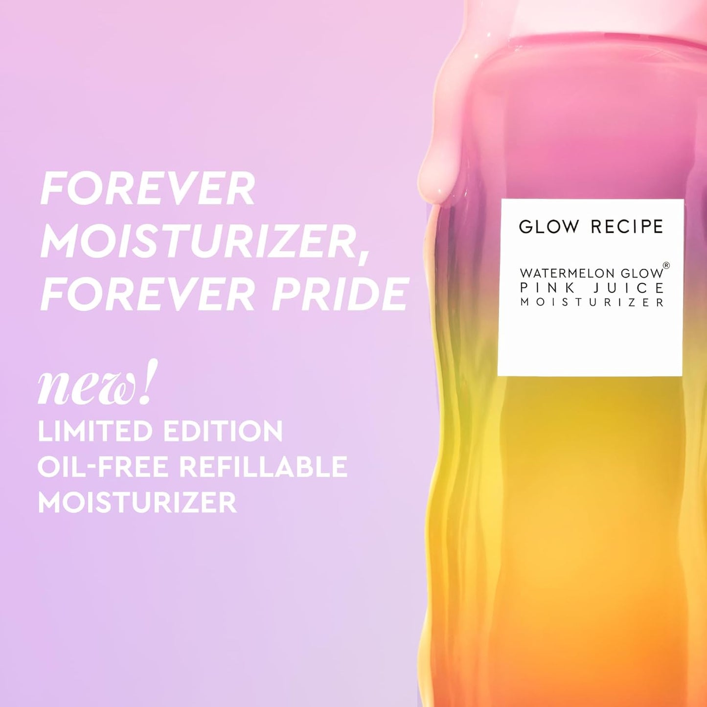Glow Recipe Limited Edition Pride Pink Juice Water Gel Face Moisturizer - Hydrating Hyaluronic Acid, Radiance Boosting, Non-Comedogenic, Oil-Free, Long-Lasting Korean Skin Care for Oily Skin (50ml)