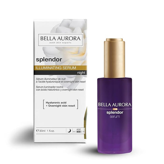 LULLAGE Splendor Illuminating Night Face Serum for All Skin Types - Deep Moisturization Overnight Skin Reset & Hyaluronic Acid Serum for the Face - 1 fl Oz Bottle