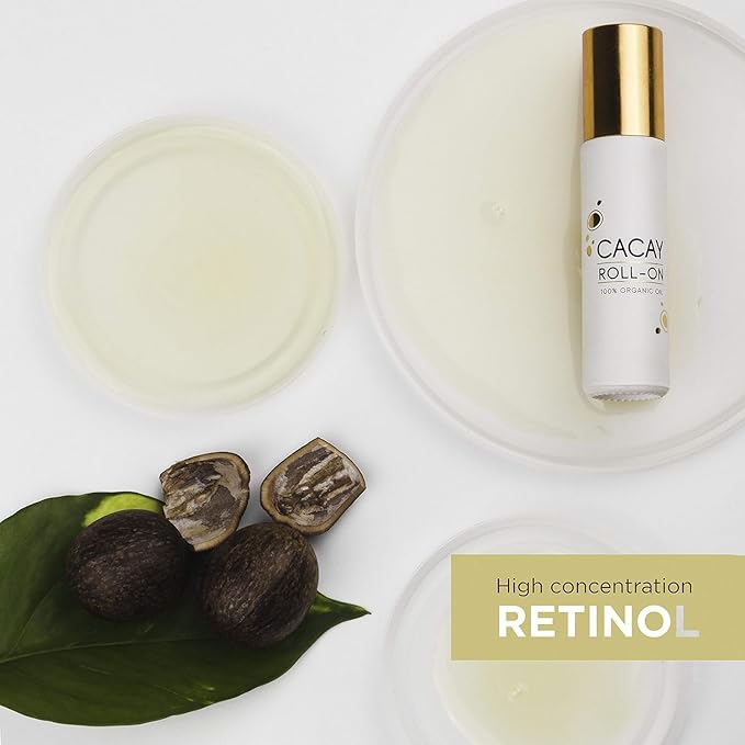 Cacay Oil Roll-On – Natural Anti-Aging Face & Body Oil for Scars with Retinol & Vitamin E, Organic Skincare, Antioxidant-Rich Treatment for Acne Scars, Wrinkles, Fine Lines, and Dry Skin (0.33 Fl Oz)