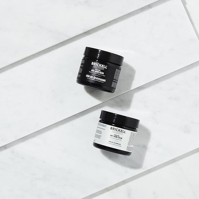 Brickell Men's Day and Night Anti Aging Cream Routine, Natural and Organic, Unscented, Skincare Gift Set