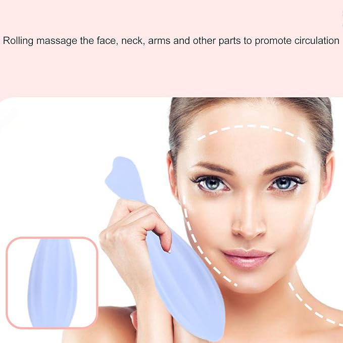 Silicone Facial Massage Roller Handheld Face Roller Massage for Promoting Circulation Face Eyes Blue